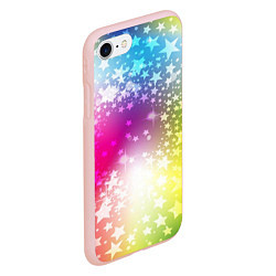 Чехол iPhone 7/8 матовый Звезды на радужном фоне, цвет: 3D-светло-розовый — фото 2