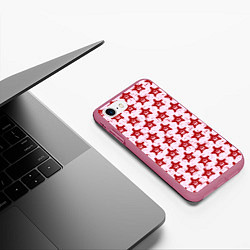 Чехол iPhone 7/8 матовый Череп и звезда, цвет: 3D-малиновый — фото 2