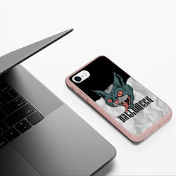 Чехол iPhone 7/8 матовый Happy Halloween - wild cat, цвет: 3D-светло-розовый — фото 2