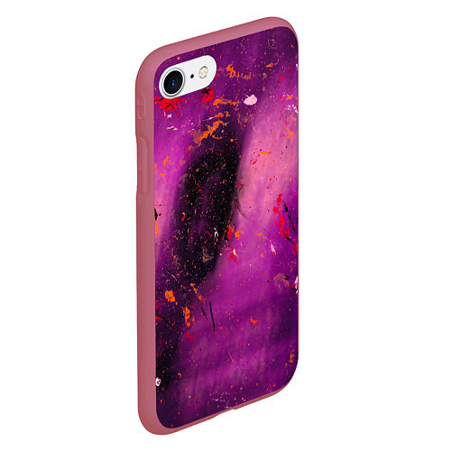 Чехол iPhone 7/8 матовый Розово-фиолетовый абстрактный фон и краски / 3D-Малиновый – фото 2