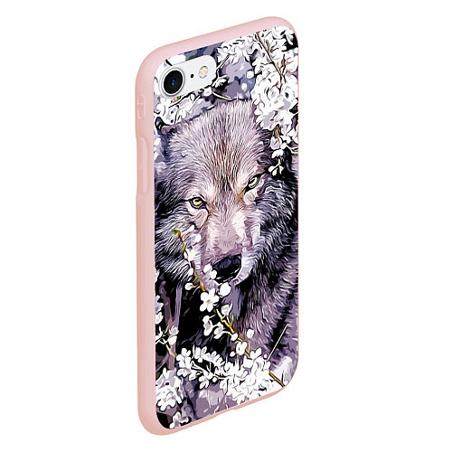 Чехол iPhone 7/8 матовый Волк, глаза хищника / 3D-Светло-розовый – фото 2