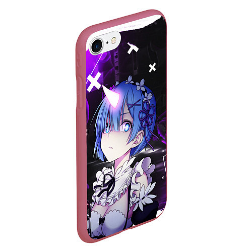 Чехол iPhone 7/8 матовый Rem - ReZero - Абстракция / 3D-Малиновый – фото 2