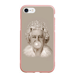 Чехол iPhone 7/8 матовый Королева Елизавета, цвет: 3D-светло-розовый