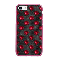 Чехол iPhone 7/8 матовый Красные бутоны цветов, цвет: 3D-малиновый