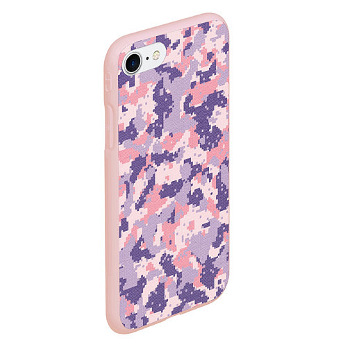 Чехол iPhone 7/8 матовый Цифровой камуфляж - сине-фиолетовый / 3D-Светло-розовый – фото 2