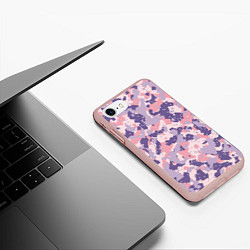 Чехол iPhone 7/8 матовый Цифровой камуфляж - сине-фиолетовый, цвет: 3D-светло-розовый — фото 2