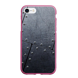 Чехол iPhone 7/8 матовый Стальные пластины, цвет: 3D-малиновый