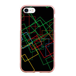 Чехол iPhone 7/8 матовый Разноцветные квадраты, цвет: 3D-светло-розовый