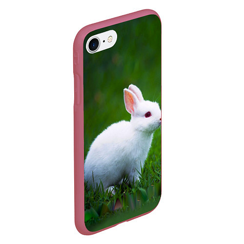 Чехол iPhone 7/8 матовый Кролик на фоне травы / 3D-Малиновый – фото 2