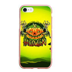 Чехол iPhone 7/8 матовый Тыква - зомби хэллоуин, цвет: 3D-светло-розовый