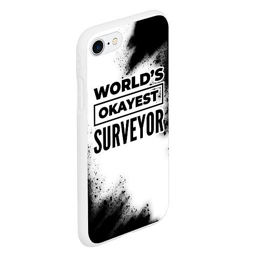 Чехол iPhone 7/8 матовый Worlds okayest surveyor - white / 3D-Белый – фото 2