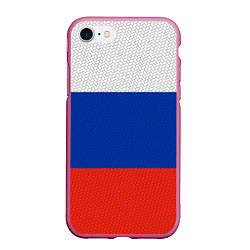 Чехол iPhone 7/8 матовый Триколор - флаг России плетёный, цвет: 3D-малиновый