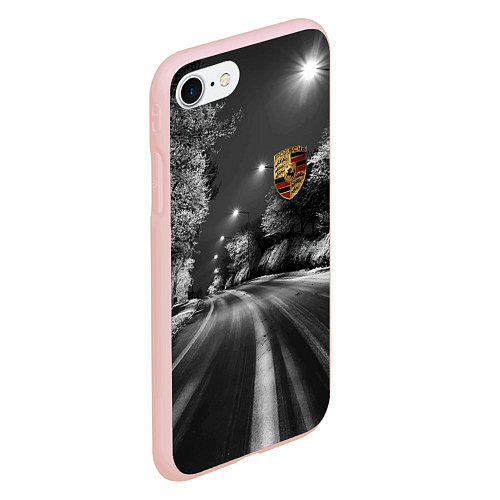 Чехол iPhone 7/8 матовый Порше - зимняя дорога / 3D-Светло-розовый – фото 2