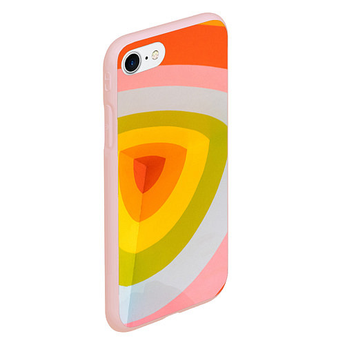 Чехол iPhone 7/8 матовый Красно-жёлто-оранжевый паттерн / 3D-Светло-розовый – фото 2