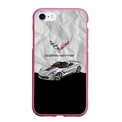 Чехол iPhone 7/8 матовый Chevrolet Corvette - motorsport, цвет: 3D-малиновый