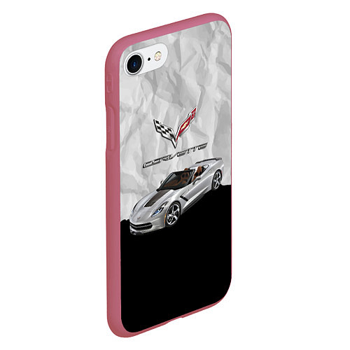 Чехол iPhone 7/8 матовый Chevrolet Corvette - motorsport / 3D-Малиновый – фото 2