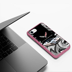 Чехол iPhone 7/8 матовый Chevrolet Corvette - Motorsport - Racing team, цвет: 3D-малиновый — фото 2