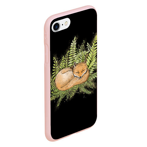Чехол iPhone 7/8 матовый Спящий лисёнок / 3D-Светло-розовый – фото 2