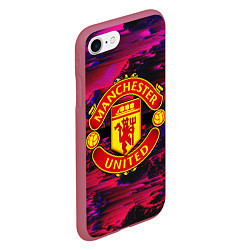 Чехол iPhone 7/8 матовый Manchester United, цвет: 3D-малиновый — фото 2