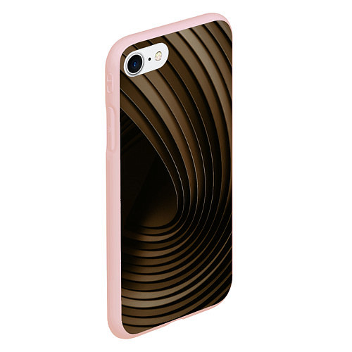 Чехол iPhone 7/8 матовый Тёмное-золотые пластины во тьме / 3D-Светло-розовый – фото 2