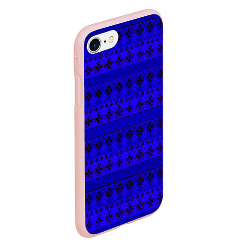 Чехол iPhone 7/8 матовый Скандинавский орнамент Синий кобальт / 3D-Светло-розовый – фото 2