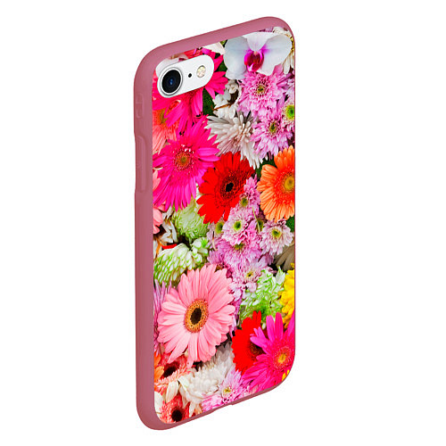 Чехол iPhone 7/8 матовый Colorful chrysanthemums / 3D-Малиновый – фото 2