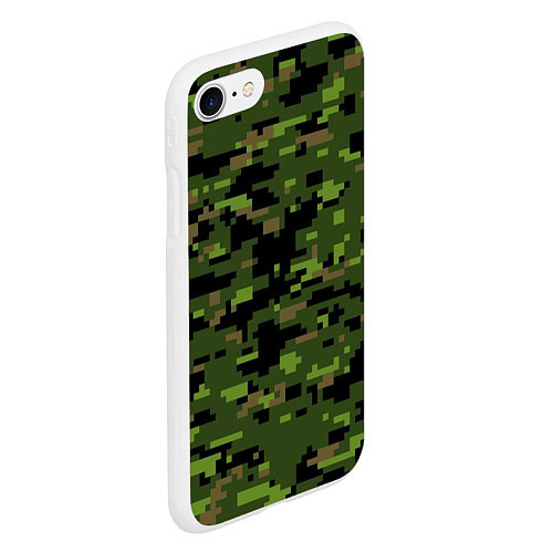 Чехол iPhone 7/8 матовый Камуфляж лесной пиксель / 3D-Белый – фото 2