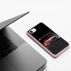 Чехол iPhone 7/8 матовый Audi sport - racing team, цвет: 3D-светло-розовый — фото 2