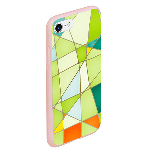 Чехол iPhone 7/8 матовый Абстрактный салатовый стеклянный паттерн / 3D-Светло-розовый – фото 2