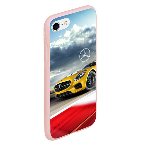 Чехол iPhone 7/8 матовый Mercedes AMG V8 Biturbo на трассе / 3D-Светло-розовый – фото 2