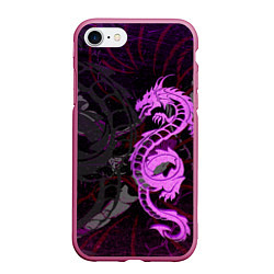 Чехол iPhone 7/8 матовый Неоновый дракон purple dragon