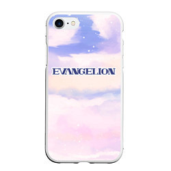 Чехол iPhone 7/8 матовый Evangelion sky clouds, цвет: 3D-белый