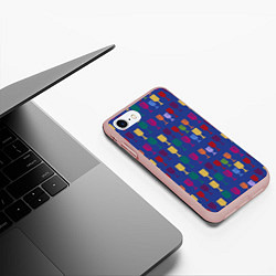 Чехол iPhone 7/8 матовый Цветные фужеры паттерн, цвет: 3D-светло-розовый — фото 2