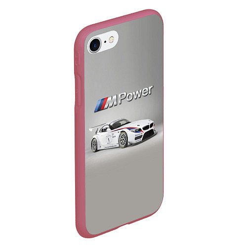 Чехол iPhone 7/8 матовый BMW Z4 GT3 - Motorsport - racing team / 3D-Малиновый – фото 2