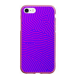 Чехол iPhone 7/8 матовый Фиолетовые линии, цвет: 3D-малиновый
