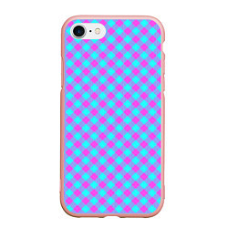 Чехол iPhone 7/8 матовый Фиолетовые и голубые квадратики, цвет: 3D-светло-розовый