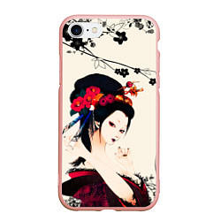 Чехол iPhone 7/8 матовый Японская девушка, цвет: 3D-светло-розовый