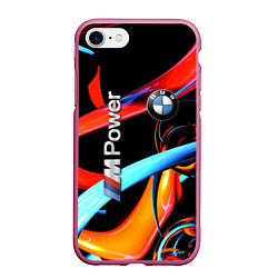 Чехол iPhone 7/8 матовый BMW M Power - Germany, цвет: 3D-малиновый