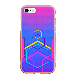 Чехол iPhone 7/8 матовый Многоцветный градиент с геометрическими фигурами, цвет: 3D-светло-розовый