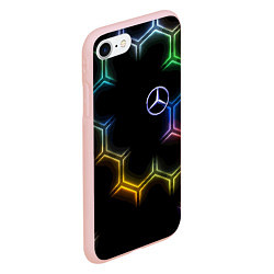 Чехол iPhone 7/8 матовый Mercedes - neon pattern, цвет: 3D-светло-розовый — фото 2