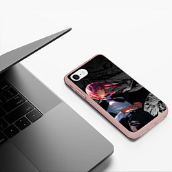 Чехол iPhone 7/8 матовый Демон контроля : Человек бензопила, цвет: 3D-светло-розовый — фото 2