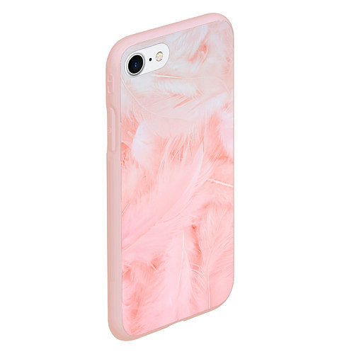 Чехол iPhone 7/8 матовый Aesthetic visual art pink feathers / 3D-Светло-розовый – фото 2