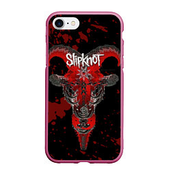 Чехол iPhone 7/8 матовый Slipknot - красный козел, цвет: 3D-малиновый