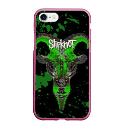 Чехол iPhone 7/8 матовый Slipknot зеленый козел, цвет: 3D-малиновый