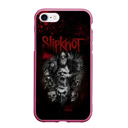 Чехол iPhone 7/8 матовый Slipknot dark red, цвет: 3D-малиновый