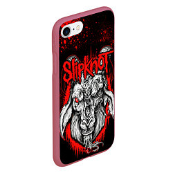 Чехол iPhone 7/8 матовый Slipknot - красный козел, цвет: 3D-малиновый — фото 2
