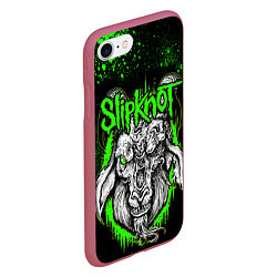 Чехол iPhone 7/8 матовый Slipknot зеленый козел, цвет: 3D-малиновый — фото 2