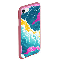Чехол iPhone 7/8 матовый Яркие разноцветные облачка, цвет: 3D-малиновый — фото 2