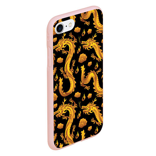 Чехол iPhone 7/8 матовый Golden dragons / 3D-Светло-розовый – фото 2