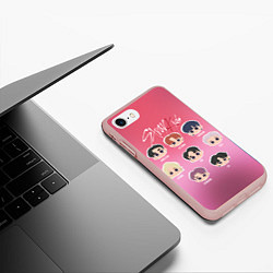 Чехол iPhone 7/8 матовый Chibi Stray Kids, цвет: 3D-светло-розовый — фото 2